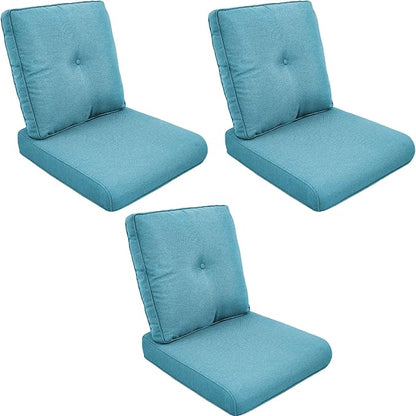 Patio Cushions for Outdoor Furniture - 22" x 25" x 4" UV Resistant Thick Foam Cushions Water Resistant Replacement Cushion for Outdoor Patio Furniture Chair/Sofa/Couch | Light Blue | 3-Pack |