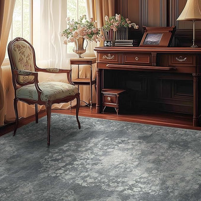 jinchan Washable Area Rug 6x9 for Living Room - Soft Faux Wool Ultra-Thin Stain Resistant Non-Slip Distressed Vintage Floral Rug Large Carpet for Bedroom Dining Room Home Office Nursery(Grey, 6'x9')