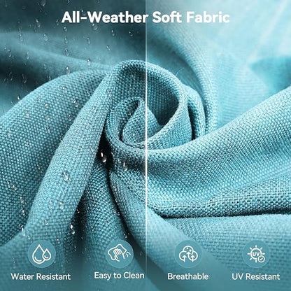 Luxury 6" Outdoor Cushions for Patio Furniture, 24x24x6" Thick Seat Cushion Set of 9, Fade Resistant Couch Chair Replacement Cushions High Density Deep Wicker Chair Cushion w/ Removable Cover, Teal