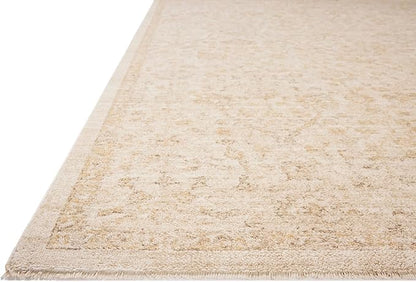 Loloi Chris Loves Julia Palma Collection PLM-01 Ivory/Sand 2'-7" x 12'-0" Fringe Runner Rug Vintage Style Boho Living Room Bedroom Carpet