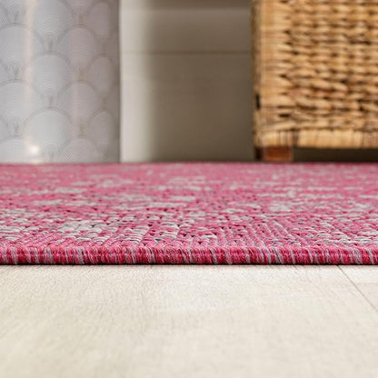 JONATHAN Y Weave Floral Indoor Outdoor Area Rug 8X10 Fuchsia/Light Gray, Tela Bohemian Textured for Backyard, Patio, Porch, Easy-Cleaning, High Traffic, Pet-Friendly, Non-Shedding (SMB100G-8)