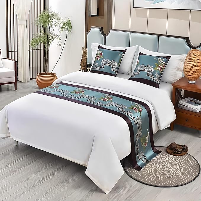 Bed Runner for Guest Room，Luxury Bed Runner，Wedding Bed Runner，Embroidered Bed Runner，Breathable Washable，Hotel Decor，Bed Decorations ，for Home Hotel Decorations(A,50 * 180cm)