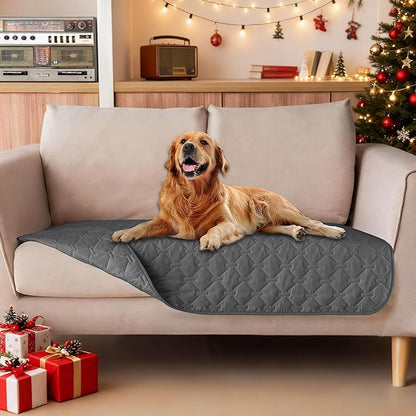 gogobunny 3X Stronger Waterproof Pet Blanket, Scratch Proof Furniture Protector for Dogs Cats, Reversible Cover 32x53 Inch, Dark Grey