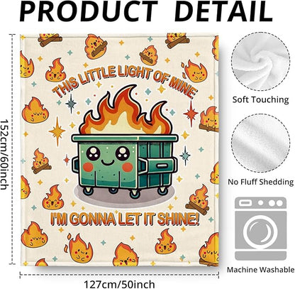 Dumpster Fire Funny Blanket, This Little Light of Mine Funny Throw Blankets for Office Home Bedroom Couch Decor, Dumpster Fire Gifts, Sarcastic Gifts for Coworkers Women Men, 50x60 Inch