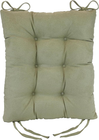 Klear Vu Omega Non-Slip Rocking Chair Cushion Set, Assembled in USA, Thick Padding & Tufted Design, Includes Seat Pad & Back Pillow with Ties, 17x17 Inches, 2-Piece Set, Twillo Thyme