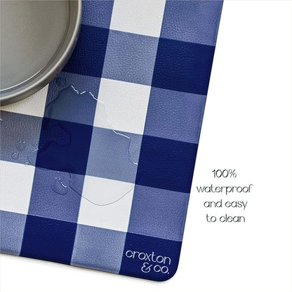 CROXTON & CO. Non-Slip Faux Leather Pet Feeding Mat for Dog Bowls | Large Bowl Mat for Food and Water | Durable, Easy-to-Clean Pet Food Mat for Floors | Size: 16.5"x18"