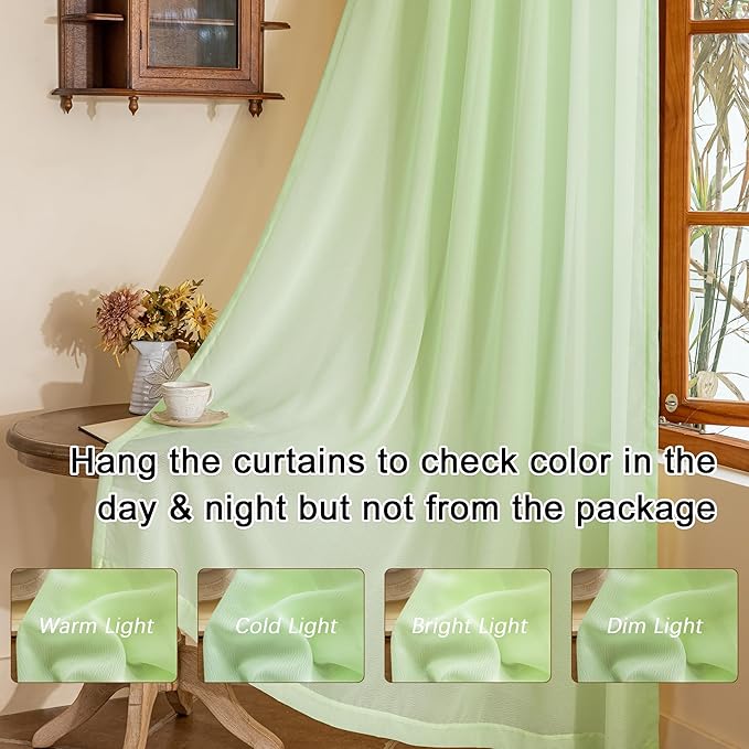 Green Pinch Pleat Sheer Curtains 96 Inches Long for Bedroom Soft Touch Lightweight Light Filtering 96 Inch Length Pleated Drapes with Ajustable Hooks for Living Room, Reed Green, 42"W x 96"L, 2 Panels