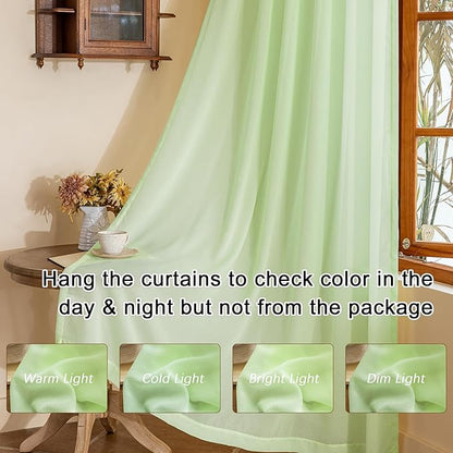 MAIHER Light Green Pinch Pleat Sheer Curtains 120 Inch Length for Living Room Bedroom 10ft Curtains Light Filtering Floor to Ceiling Pleated Drapes with Hooks, Reed Green, 42" W x 120" L, 2 Panels