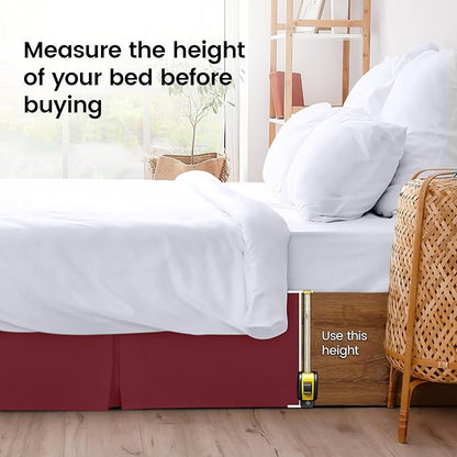 Utopia Bedding Full Bed Skirt - Soft Quadruple Pleated Ruffle - Easy Fit with 16 Inch Tailored Drop - Hotel Quality, Shrinkage and Fade Resistant (Full, Burgundy)