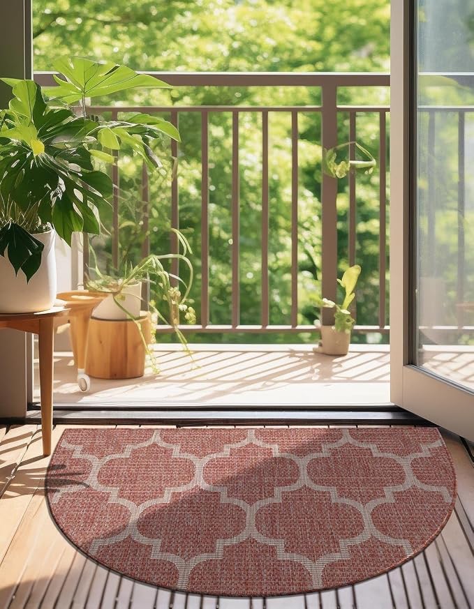 Unique Loom Outdoor Trellis Collection Area Rug (2' 7" x 4' 1" Hearth Rust Red/Ivory)
