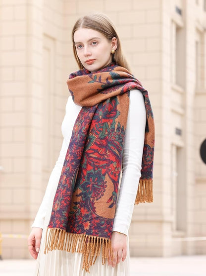 Wander Agio Warm Fashion Scarf Long Shawl Large Blanket Winter Wraps Scarves for Women Cashmere Jacquard Vintage Paisley