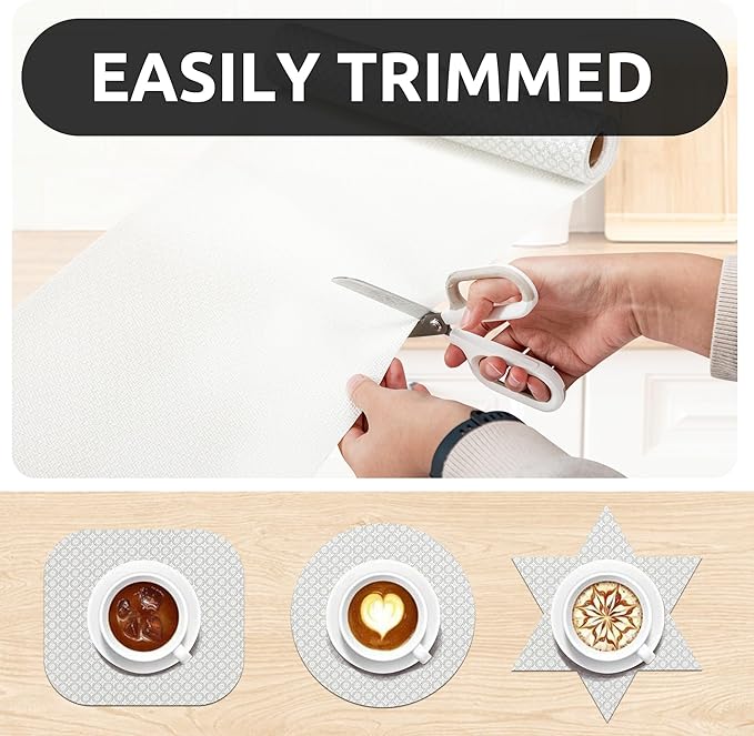 RAY STAR 12X120 Inch Shelf Liner for Kitchen Cabinets, Non-Adhesive Cabinet Liner Washable, PVC Drawer Liner for Dresser Non-Slip Bathroom (White Circle)(1 Roll)