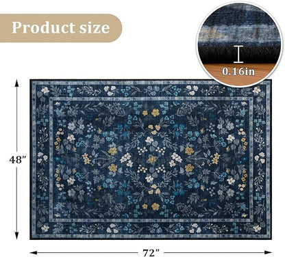 chakme Office Chair Mat for Hardwood Floor, 72"x48" Easy Glide Computer Desk Mat Protector for Rolling Chair Under Desk Rug Nonslip Backing, Machine Wash, (Floral)