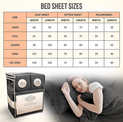 Full Size Bed Sheets Cooling - Luxury Hotel Sheet Set - Soft Sheets with Elastic Corner Straps - Deep Pocket Microfiber Bedsheets - Bedding Sheet & Pillowcases - 4 PC (Full Size, Gray)
