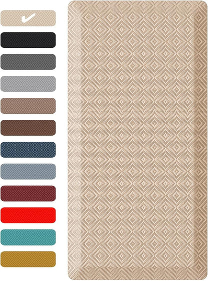 Ophanie Kitchen Mats for Floor, 3/4 Inch Thick Kitchen Rugs, 20''x39'' Anti Fatigue Standing Cushioned Mat, Waterproof,Comfort Ergonomic Mat for Office, Home, Sink, Beige Non-Slip Bottom