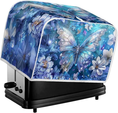 Butterfly Printed Toaster Cover, Universal 2 Slice Oven Cover Appliance Cover Toaster, Dustproof Protector Broiler Organizer Bag, Floral Printed Small Kitchen Appliance, BAX-P58-7-13-a7