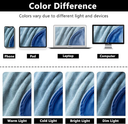 Waterproof Blanket for Bed, Leak Proof Dog Couch Blankets Reversible, Pet Throw Sofa Furniture Protector Machine Washable-82 x120,Navy Blue+Stone Blue