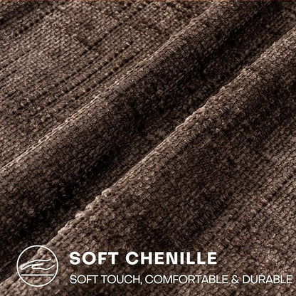 Decorative Throw Pillow Covers 22x22 Inch Set of 2, Soft Solid Farmhouse Chenille Couch Pillows, Spring Pillow Covers for Couch Sofa Bed Living Room Home Decor Pillowcase, Brown