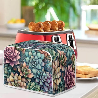 ZFRXIGN Succulent Plants Toaster Covers 4 Slice Wide Slot Dust Cover Case with Handle Toaster Cover Flower Case Small Appliance Covers Toaster Bag Protector Cactus Dark Green