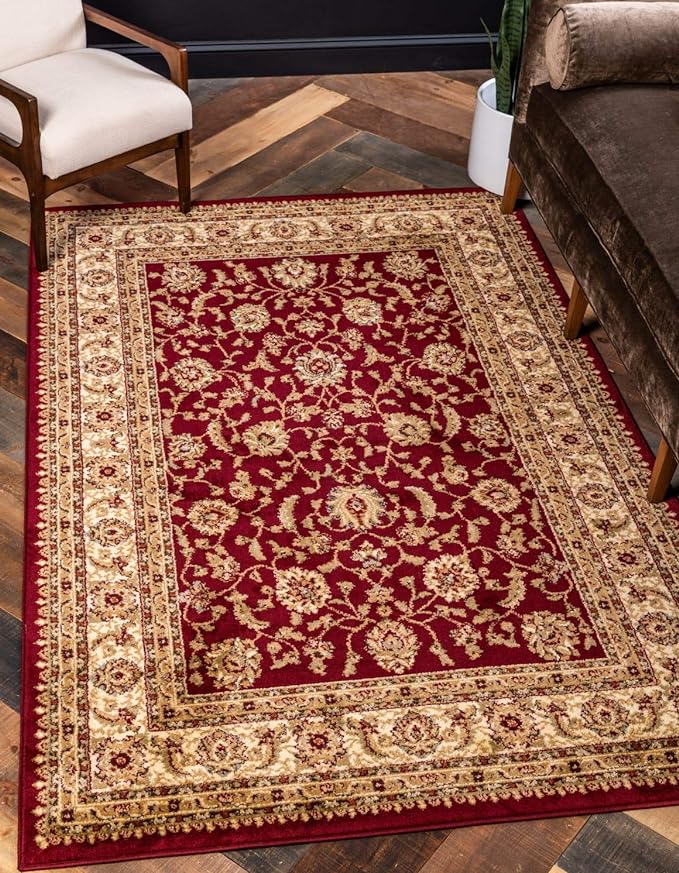 Unique Loom Voyage Collection Traditional Oriental Classic Intricate Design Area Rug (7' 0 x 10' 0 Rectangular, Red/Gold)