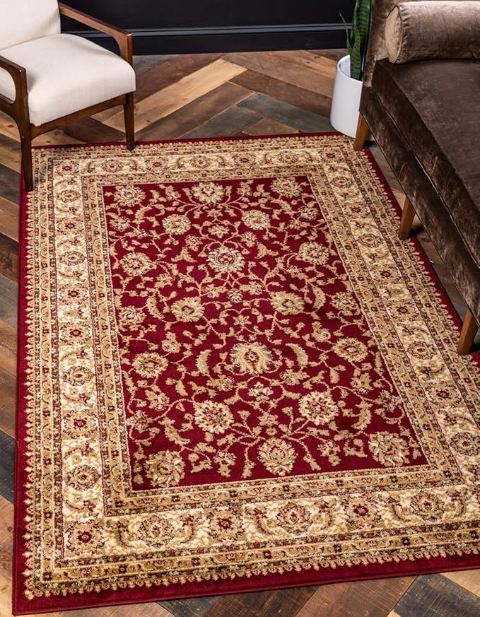 Unique Loom Voyage Collection Traditional Oriental Classic Intricate Design Area Rug (9' 0 x 12' 0 Rectangular, Red/Gold)