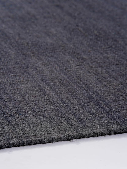 Rugsotic Carpets Hand Woven Flat Weave Kilim Wool ECO-Friendly Area Rugs - 8'x8', Square Shape, Charcoal Color, Solid Plain Design, Low Pile Handmade Area Rugs for Living Room, Bed Room (D00111)