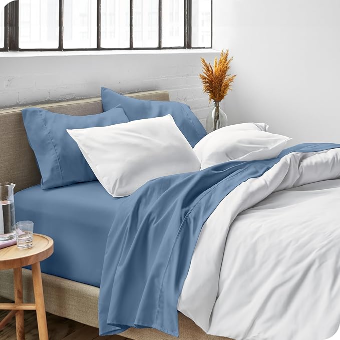 Bare Home Ultra-Soft Twin Sheet Set - Luxury 1800 - Hydro-Brushed - Deep Pockets - Easy Fit - 3 Piece Set - Bedding Sheets & Pillowcases (Twin, Coronet Blue)