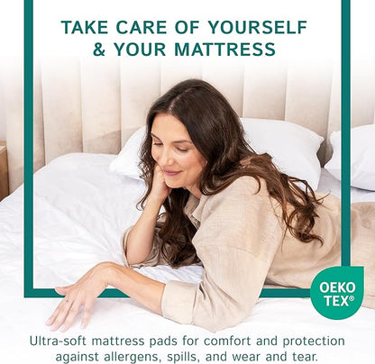 Split Queen Size Waterproof Mattress Pad - Fitted Mattress Protector with Quilted Pillow Top Mattress Topper - Premium Quality Hypoallergenic Mattress Cover (30x80 x 2 pcs) for Split Mattresses