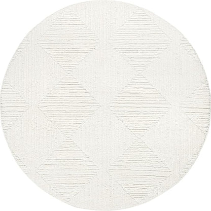 nuLOOM Kerry Cream, 8' Round, Geometric, Soft and Cozy, High Traffic, Stain Resistant, Easy Clean, Durable Area Rug for Bedroom, Living Room, Dining Space, Den, Foyer, Entryway
