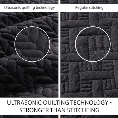 IR Imperial Rooms Twin Quilt Bedding Set Size (68” x 86”) + 1 Pillow Shams (20” x 26” + 2”) - 2 Pcs All Season Lightweight Reversible Microfiber Coverlet Embossed Quilt Bedspread (Black)