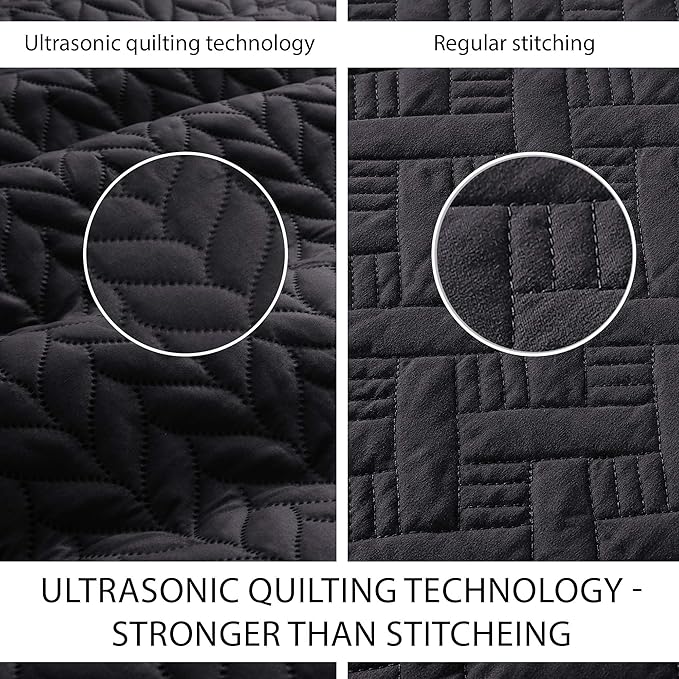 IR Imperial Rooms 8 Pack Quilt King Size Bedding (106" x 96") - Bulk Wholesale for Hotels, Guest Bedroom & Airbnbs - Lightweight Microfiber Reversible Embossed Quilts Bedspread (Black)