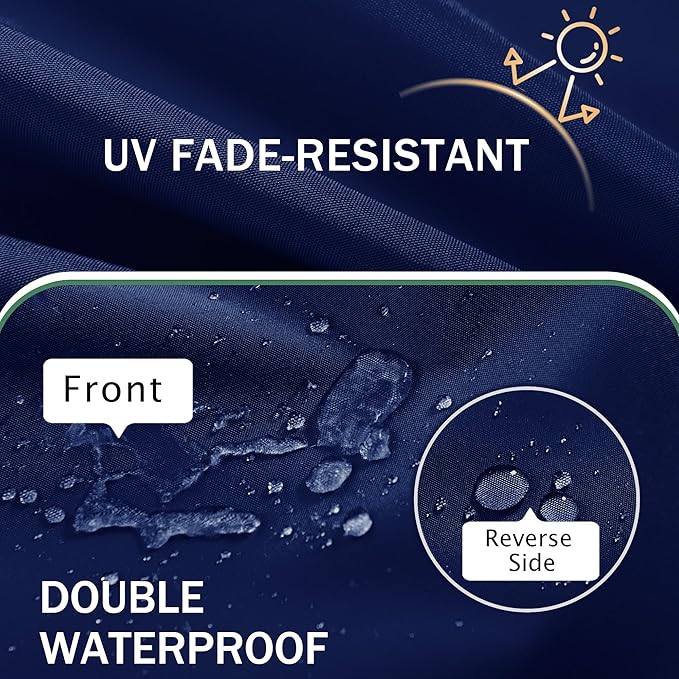 Outdoor Chair Cushions Set of 2: Waterproof & Fade Resistant Deep Seat Cushion for Patio Furniture - 24 x 24 x 3 Inch Chair Pads with Ties and Hidden Zipper - Patio Chair Cushion Replacement, Navy