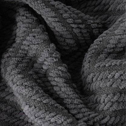 BATTILO HOME Dark Grey Throw Blanket for Couch, Knit Charcoal Throw Blanket Versatile for Chair, 50 x 60 Inch - Super Soft Warm Grey Blanket with Tassels for Bed, Sofa and Living Room