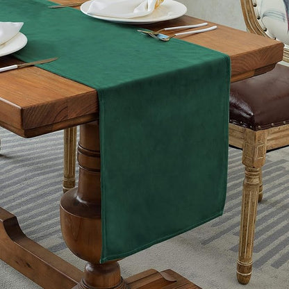 BALCONY & FALCON Velvet Table Runner 14"x51" Emerald Green Luxury Machine Washable Farmhouse Vintage Runner for Table Dining, Party, Wedding, Birthday, Easter, Thanksgiving & Christmas & Home Décor