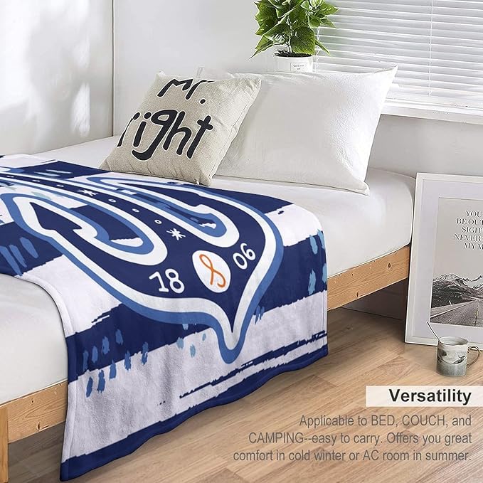 Nautical Anchor Blanket Modern Cartoon Anchor Ocean Adventure Blue White Soft Cozy Lightweight Throw Blanket for Kids Boys Men Bedroom Living Room Dorm Chair Sofa Travel 70x80in