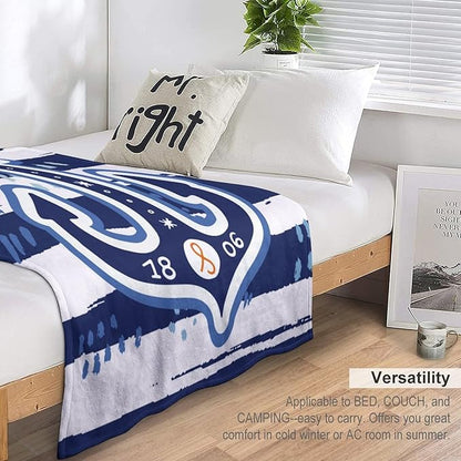 Nautical Anchor Blanket Modern Cartoon Anchor Ocean Adventure Blue White Soft Cozy Lightweight Throw Blanket for Kids Boys Men Bedroom Living Room Dorm Chair Sofa Travel 70x80in