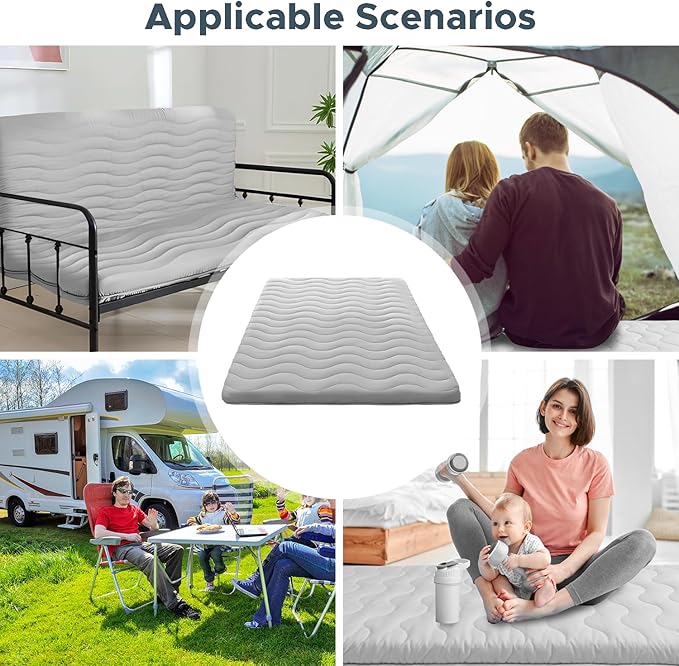 Japanese Floor Mattress, 100% High Density Comfortable Foam, 3.5" Thicken Grey Foldable Mattress Tatami Mat Sleeping Pad, Ideal for Comfort and Support, Kids Floor Lounger Pillow Bed Sofa (Queen）