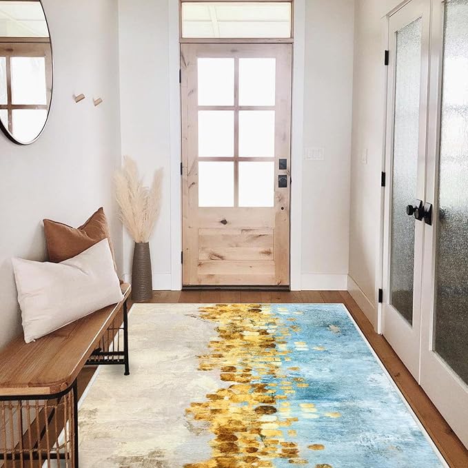 Runner Rug Washable 2x10 FT, Non Slip Rubber Backing Abstract Carpet, Soft Area Rugs for Bedroom Kitchen Hallway Entryway Bathroom, Customized