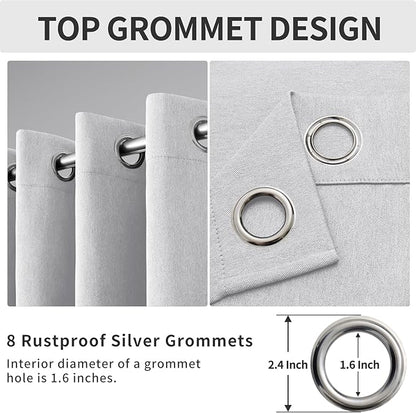 Easy-Going Linen Look Blackout Curtain Grommet Window Curtain Drapes for Bedroom, Living Room Thermal Insulated Room Darkening (2 Panels, 52x84 inch, Greyish White)