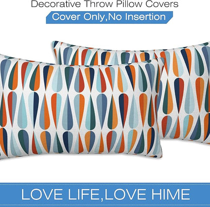 Mid-Century Drop Shapes Throw Pillow Cover Case Modern Retro Style Throw Pillows Set of 2 Super Soft Pillow Covers 20x12 Inches Farmhouse Home Decor for Living Room Bedroom Sofa Couch Cushion Cover