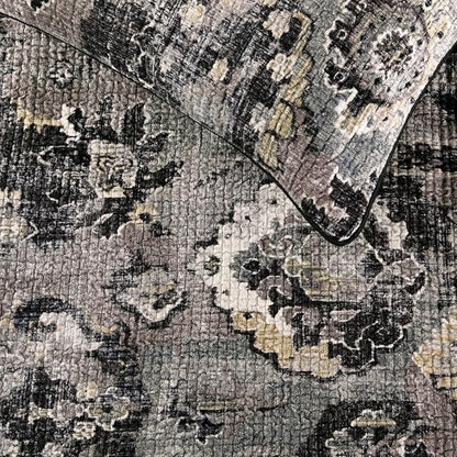 The HomeCentric Luxury Black & Grey Queen 74 x 18 inch Bed Runner with Pillow Cover, Velvet Damask with Tassels Bed Scarf, Abstract Modern - Paved Damask