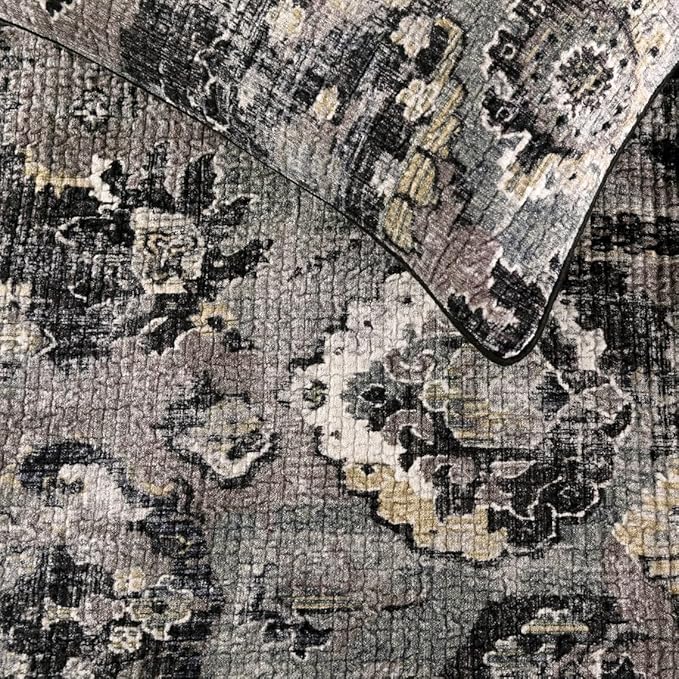 The HomeCentric Decorative Black & Grey Queen 74 x 18 inch Bed Runner Without Pillow Cover, Velvet Damask with Tassels Bed Scarf, Abstract Modern - Paved Damask
