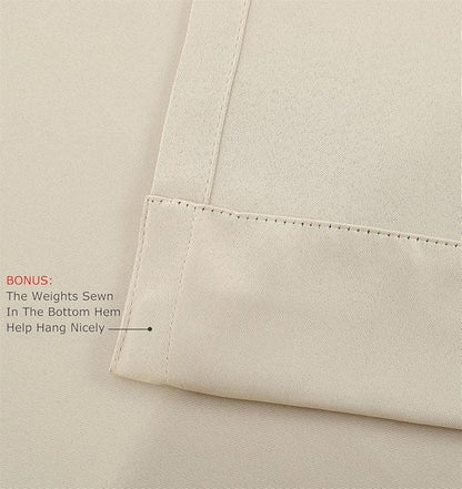 MIUCO Room Darkening Grommet Thermal Insulated Blackout Window Curtains Panels for Bedroom Set of 2 52x95 Inch Begie, Bonus 2 Tie Backs Included
