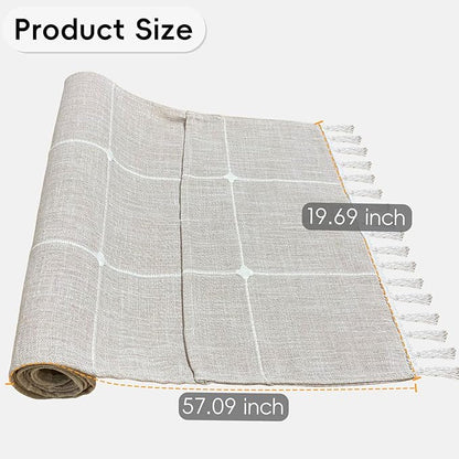 Coffee Table Cloth, Table Cover with Pockets and Tassel,Coffee Grid for Living Room Small Rectangle Tablecloths Washer Dryer Fridge Top Dust Cover,Easy Care Machine Washable
