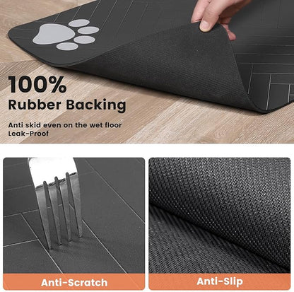 Pet Feeding Mat-Absorbent Pet Placemat for Food and Water Bowl, with Waterproof Rubber Backing, Quick Dry Water Dispenser Mat for Dog and Cat (27"x17", Blue)