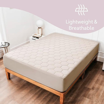 Hearth & Harbor 12 Pack King Size Quilted Fitted Mattress Pad Cover, 100% Waterproof Mattress Protectors, Deep Pocket Fitted Mattress Cover 8" - 21" (78" x 80", Beige Cream)