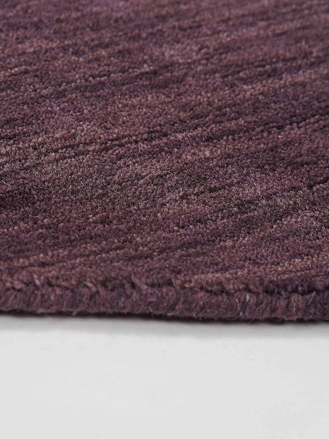Hand Knotted Loom Wool ECO-Friendly Area Rugs - 10'x10', Round, Purple Color, Solid Plain Design, High Pile Thick Handmade Anti Skid Area Rugs for Living Room, Bed Room (L00111)