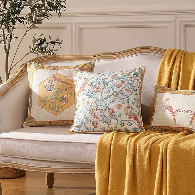 patdrea Linen Decorative Throw Pillow Covers Set Soft Durable Cushion Cases Pillowcase for Couch Bedroom Car Living Room 12"x 20"