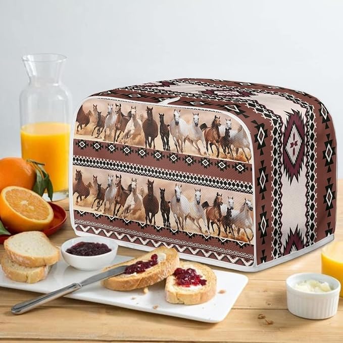 ZFRXIGN Boho Horse Toaster Cover 2 Slice Toaster Dust Cover Small Appliance Covers Toaster Oven Cover Dust Cover Kitchen Decorative Protector for Women Gifts Tribal Aztec