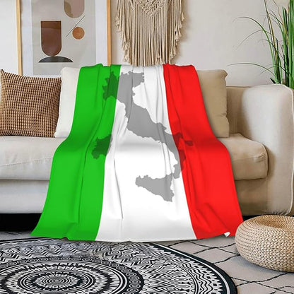 HGOD DESIGNS Italian Flag Flannel Fleece Bed Blanket Throw Blanket Lightweight Cozy Plush Blanket for Bedroom Living Rooms Sofa Couch 50"x60"